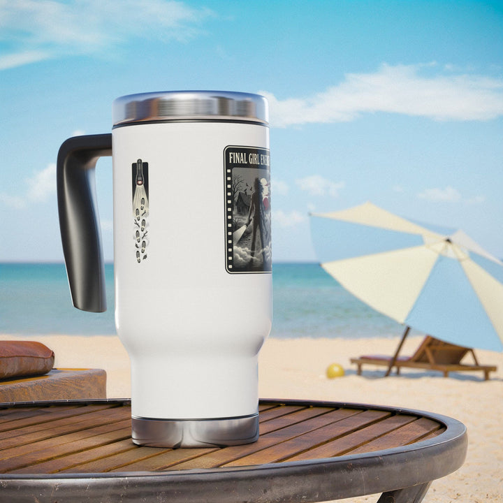 "Final Girl Energy" Stainless Steel Travel Mug with Handle, 14oz