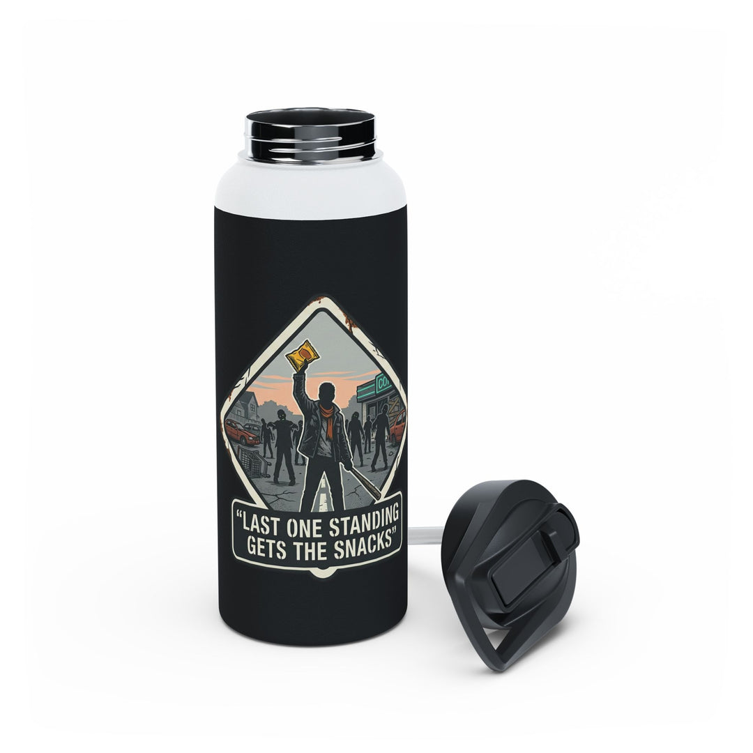 "Last One Standing Gets the Snacks" Stainless Steel Water Bottle, Standard Lid