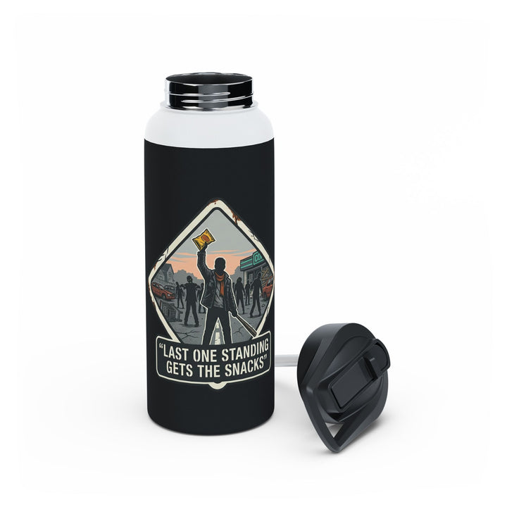 "Last One Standing Gets the Snacks" Stainless Steel Water Bottle, Standard Lid