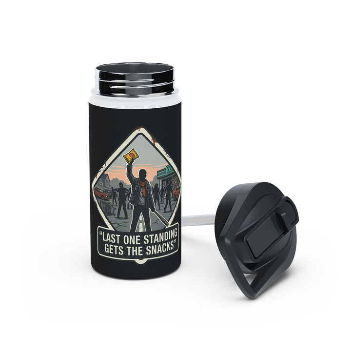 "Last One Standing Gets the Snacks" Stainless Steel Water Bottle, Standard Lid