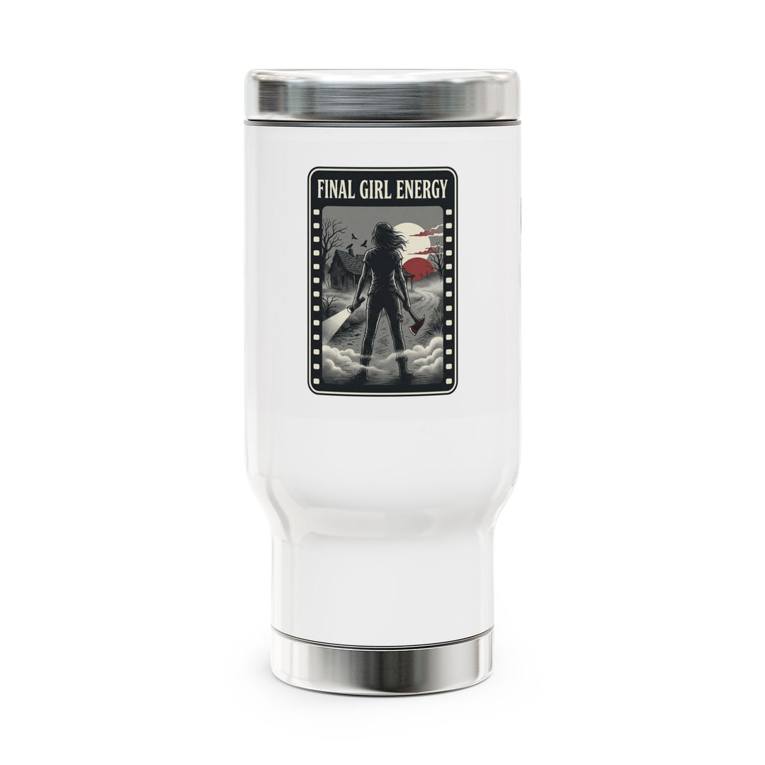"Final Girl Energy" Stainless Steel Travel Mug with Handle, 14oz