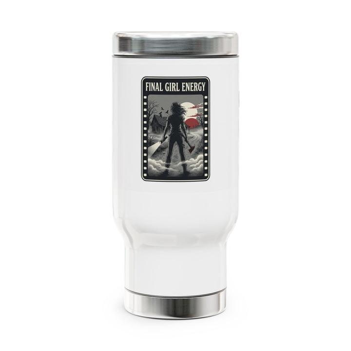 "Final Girl Energy" Stainless Steel Travel Mug with Handle, 14oz