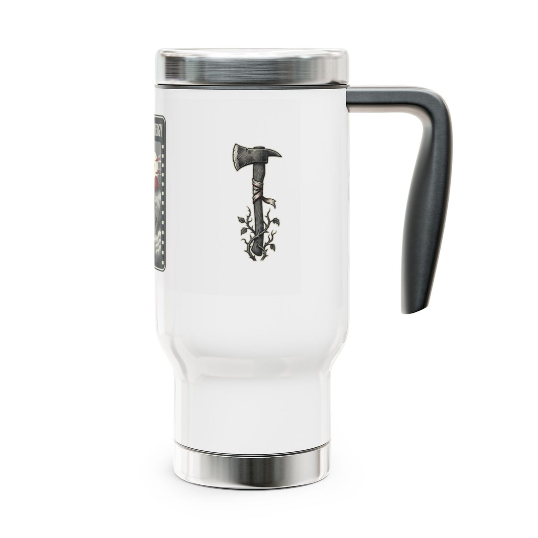 "Final Girl Energy" Stainless Steel Travel Mug with Handle, 14oz