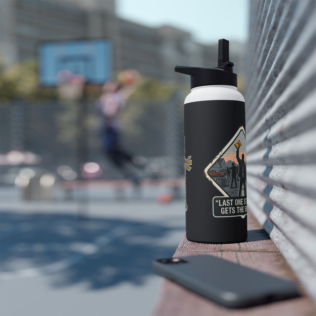 "Last One Standing Gets the Snacks" Stainless Steel Water Bottle, Standard Lid