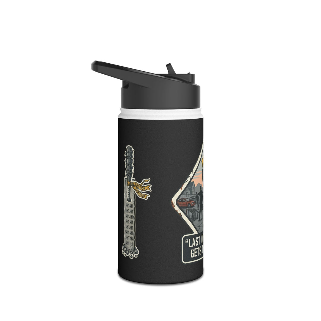 "Last One Standing Gets the Snacks" Stainless Steel Water Bottle, Standard Lid