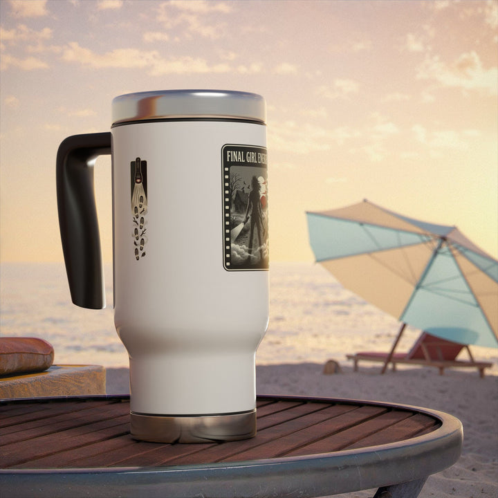 "Final Girl Energy" Stainless Steel Travel Mug with Handle, 14oz