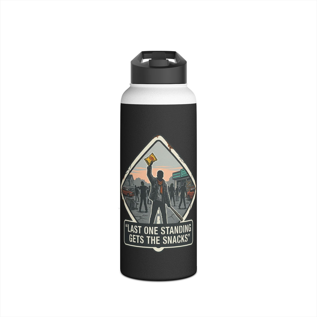 "Last One Standing Gets the Snacks" Stainless Steel Water Bottle, Standard Lid