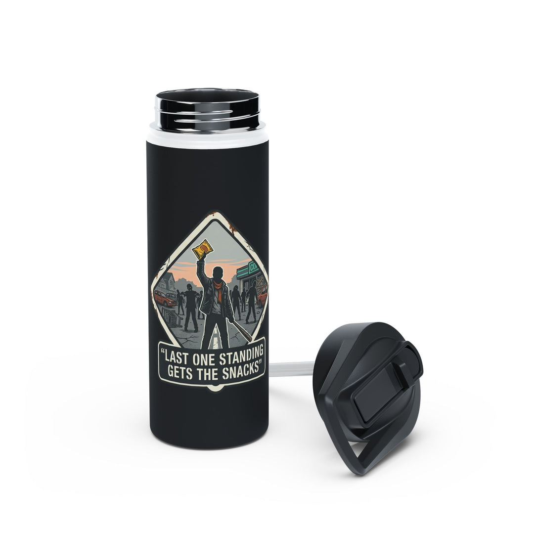 "Last One Standing Gets the Snacks" Stainless Steel Water Bottle, Standard Lid