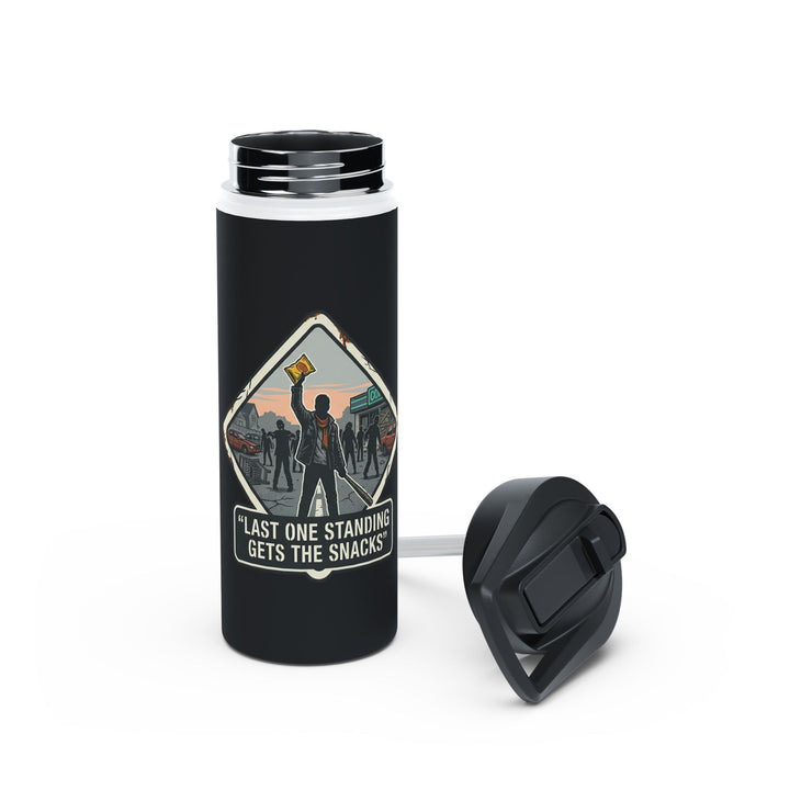 "Last One Standing Gets the Snacks" Stainless Steel Water Bottle, Standard Lid