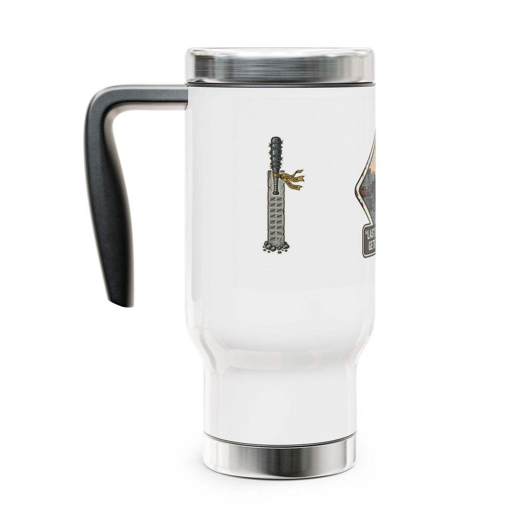 "Last One Standing Gets the Snacks" Stainless Steel Travel Mug with Handle, 14oz