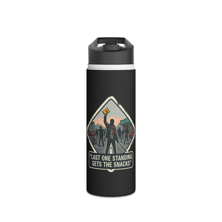 "Last One Standing Gets the Snacks" Stainless Steel Water Bottle, Standard Lid