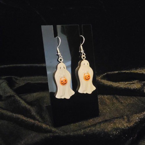 Ghost and Pumpkin Bucket Earrings