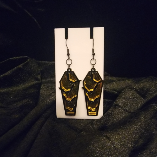 Reflective Coffin Bat Yellow Earrings