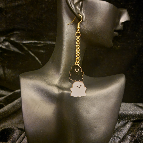 Black and White Ghost Dangle Earrings