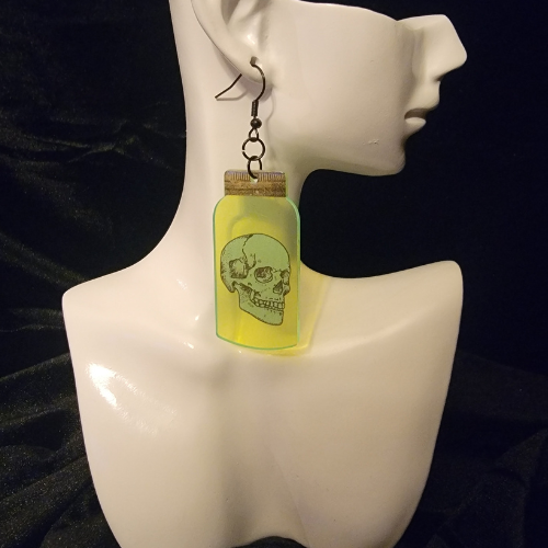 Glow-in-the-Dark Jarred Skull Earrings