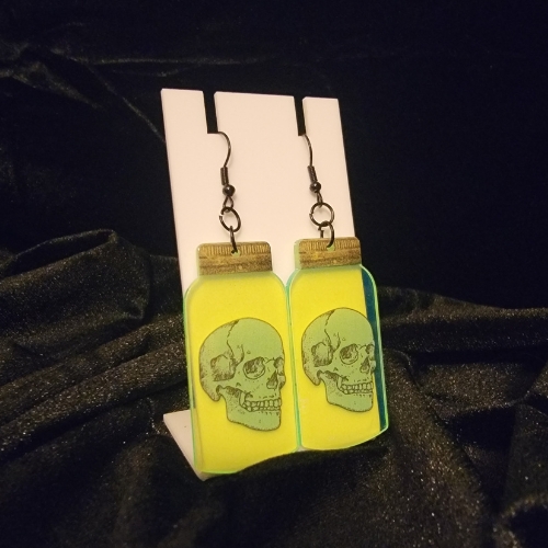 Glow-in-the-Dark Jarred Skull Earrings
